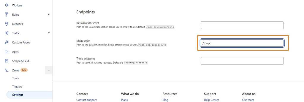 Cloudflare Zaraz Settings