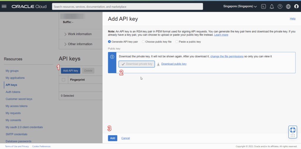 Getting Always Free VPS from Oracle Cloud Free Tier Server 8 Create an API key