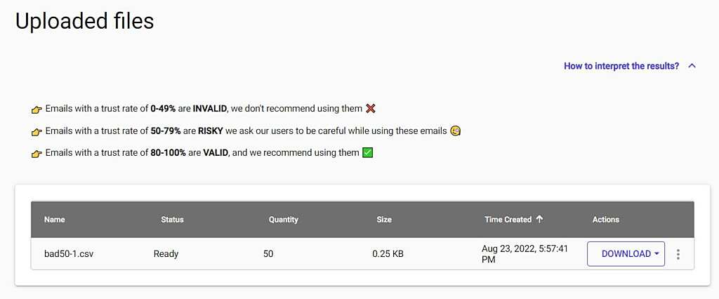 Email Validation & Email List Cleaning Services Benchmark 2022 13 mailcheck.co test results
