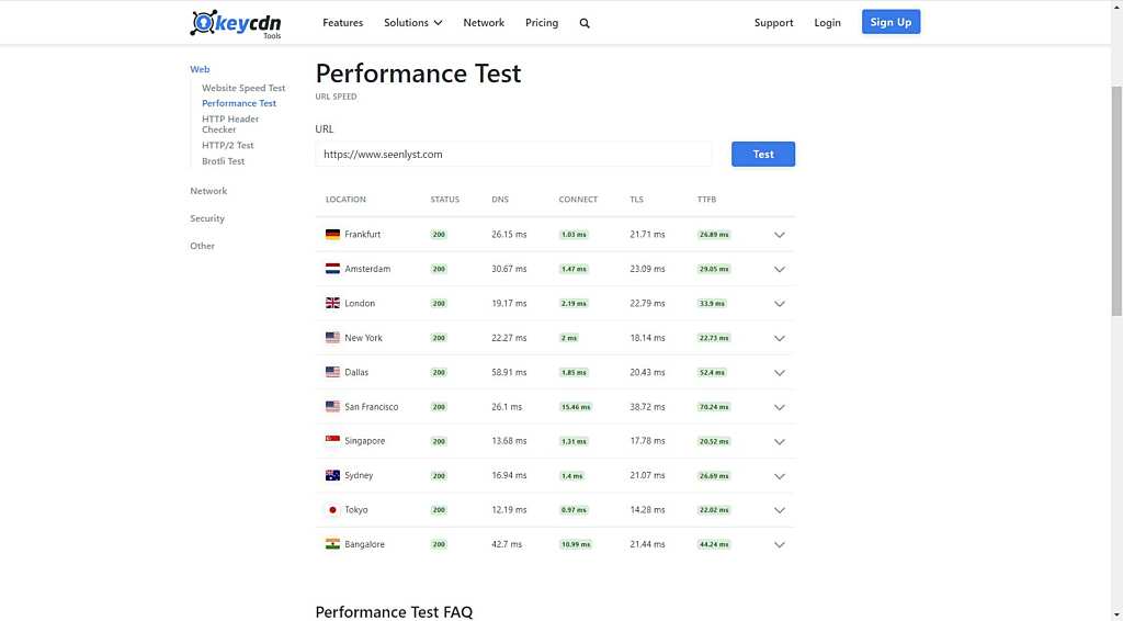 keycdn performance test tool