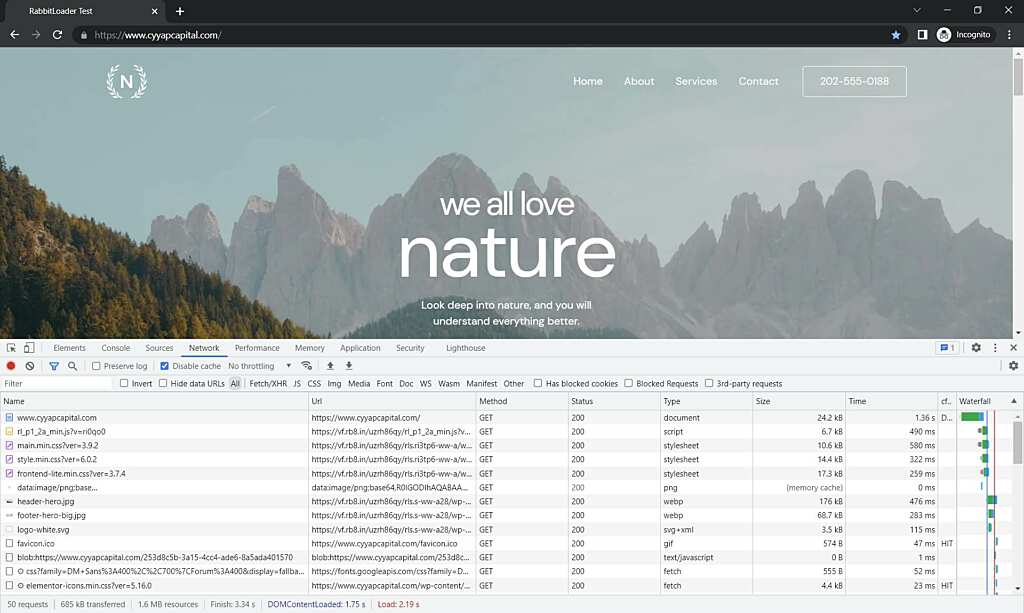 RabbitLoader WordPress Plugin Review: Real Performance Test 5 chrome browser second visit