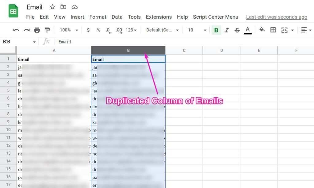 Duplicate Email Columns in Google Sheet